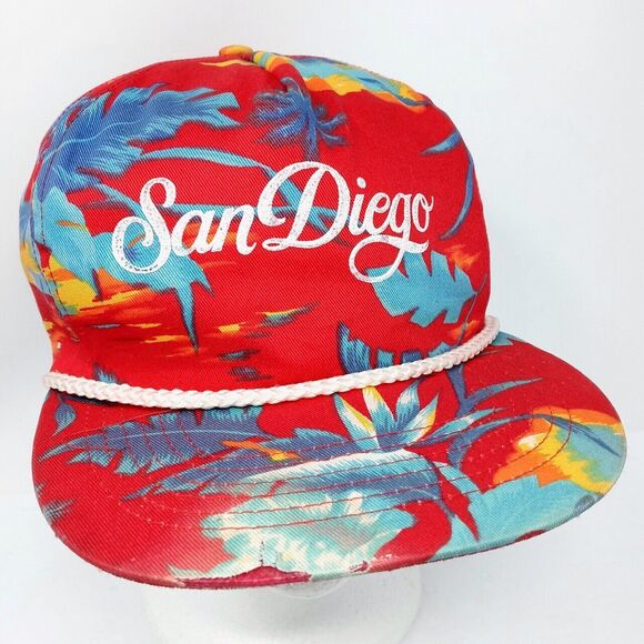 San Sun Other - Vintage San Diego Hawaiian Print Summer Tropical Floral Rope Snapback Hat Cap